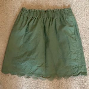 Green Jcrew scalloped mini skirt